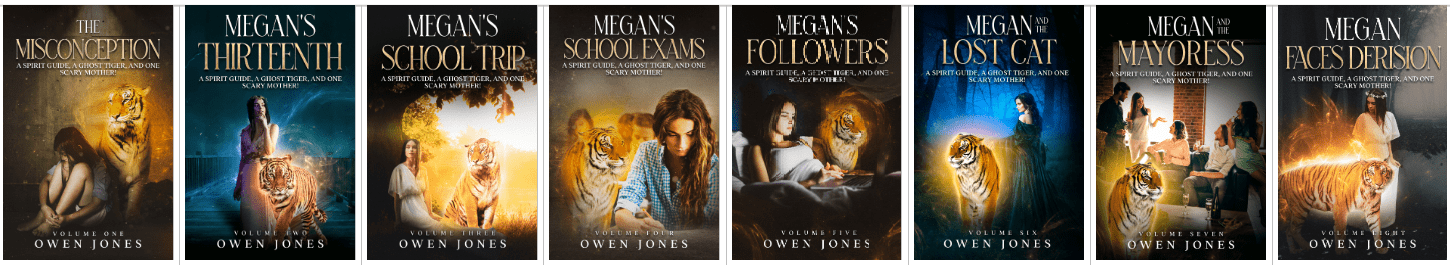 Book covers 1-8 of the Psychic Megan Series